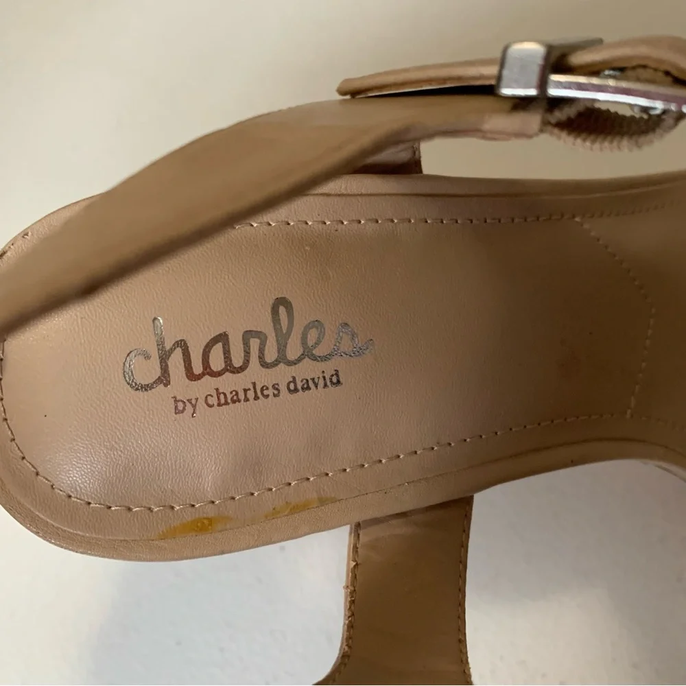 Charles by Charles David Beige Lindy Cork Wedge Platform Sandals Size 11